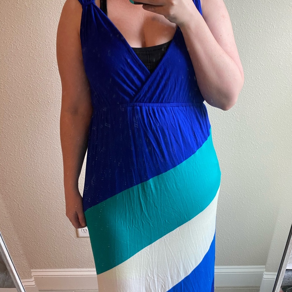 Blue striped maxi dress